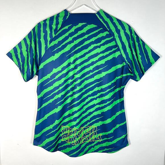 Nike Women's Brazil Dri-FIT Pre-Match Soccer Top L Green Blue Short Sleeve EUC! - Picture 2 of 9